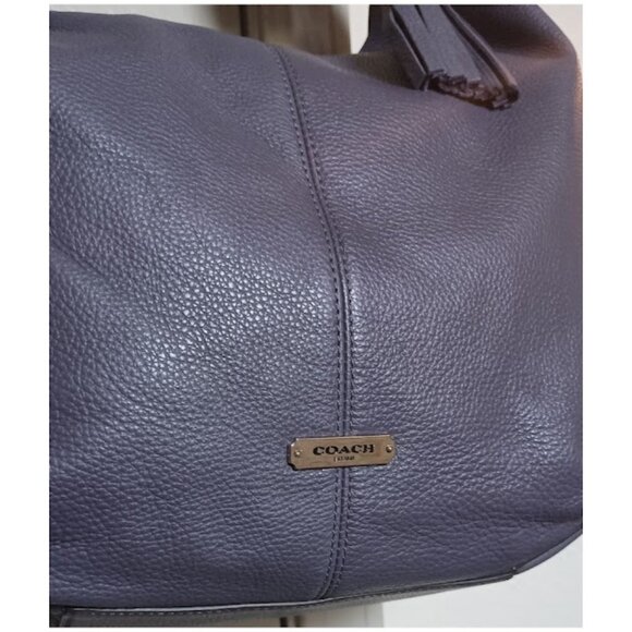 Coach Avery Slate Purple Pebbled Leather Tassel Hobo Bucket Bag - Picture 2 of 11